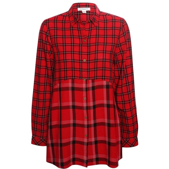 Beach Lunch Lounge‎ Black And Red Plaid Emery Button-up Flannel Shirt Large - Picture 2 of 13